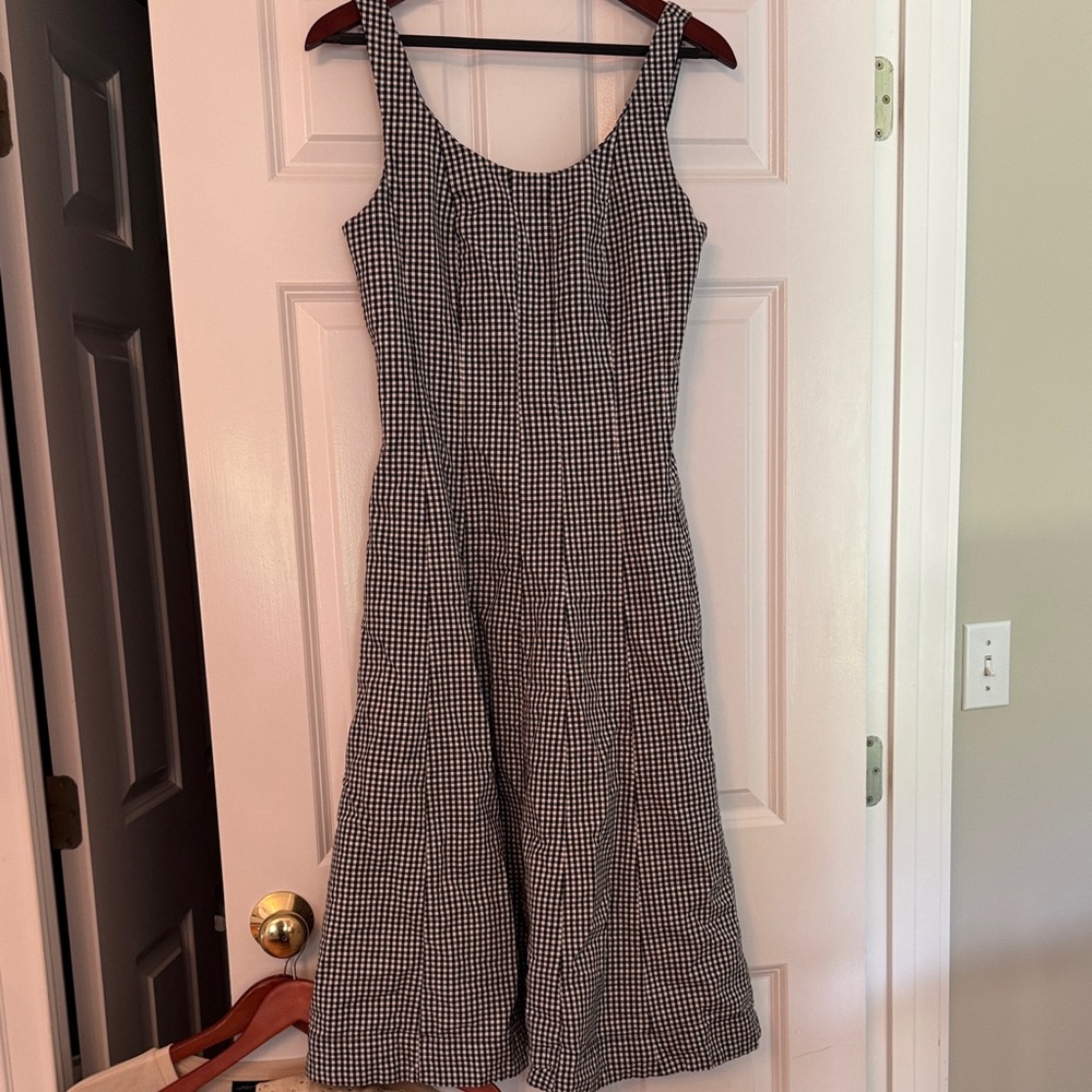 a new day Black and White Gingham Midi Dress